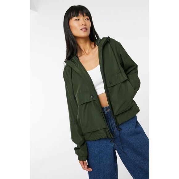 Ardene‎ Olive Green Short Hooded Windbreaker Size Medium - Picture 1 of 8